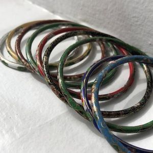 Set of nine intricate Asian bangles
